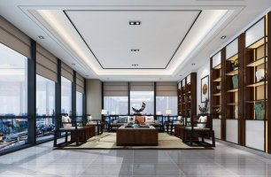 中式老板办公室装修 - 上海办公室装修案例 消防设计 装修报建