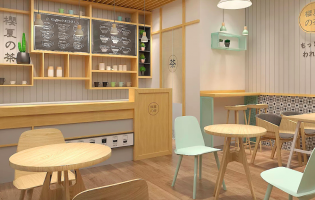 日系奶茶店装修效果图 - 上海办公室装修案例 消防设计 装修报建