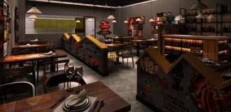 烧烤店装修效果图 - 上海办公室装修案例 消防设计 装修报建