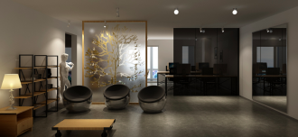 现代艺术公司办公室装修效果图 - 上海办公室装修案例 消防设计 装修报建