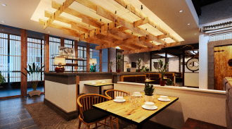 中式餐厅装修效果图 - 上海办公室装修案例 消防设计 装修报建