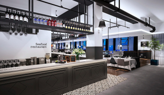 西式餐厅装修效果图 - 上海办公室装修案例 消防设计 装修报建