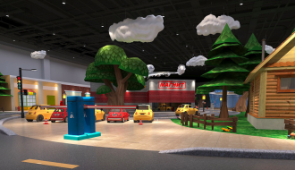 儿童汽车体验馆效果图 - 上海办公室装修案例 消防设计 装修报建