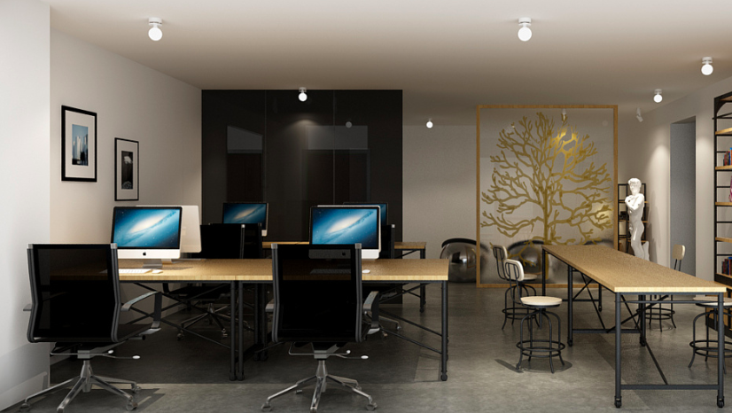 上海静安区简约风艺术办公室装修效果图 - 上海办公室装修案例 消防设计 装修报建