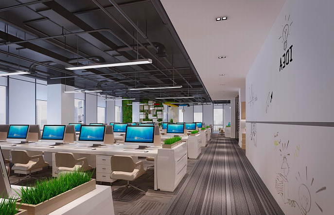 浦东张江科技公司办公室装修效果图 - 上海办公室装修案例 消防设计 装修报建