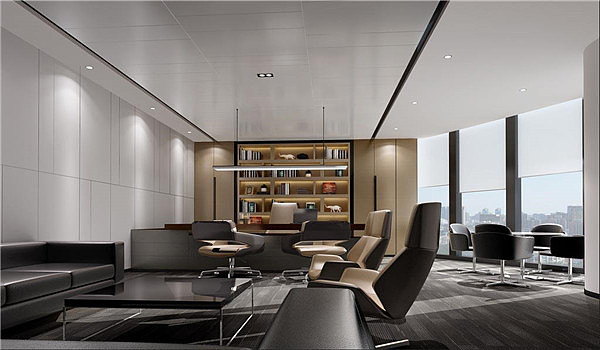 上海总经理办公室装修效果图 - 上海办公室装修案例 消防设计 装修报建