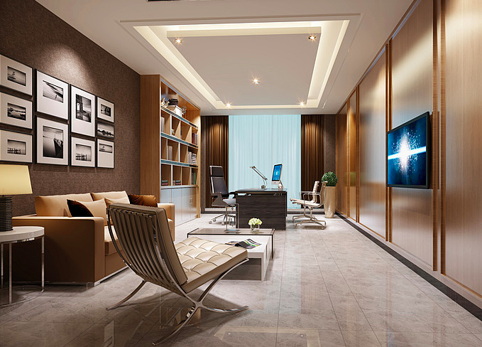 上海长宁区实业公司办公室装修效果图 - 上海办公室装修案例 消防设计 装修报建