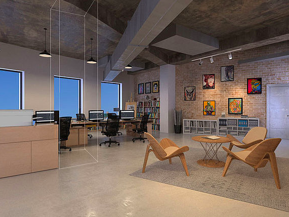 个人工作室装修效果图 - 上海办公室装修案例 消防设计 装修报建