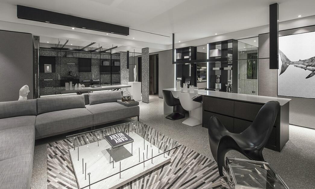 极致黑白风工作室装修效果图 - 上海办公室装修案例 消防设计 装修报建