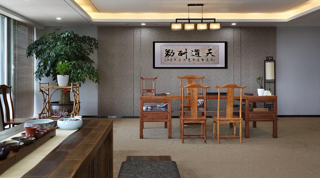 集团公司中式风格办公室装修效果图 - 上海办公室装修案例 消防设计 装修报建