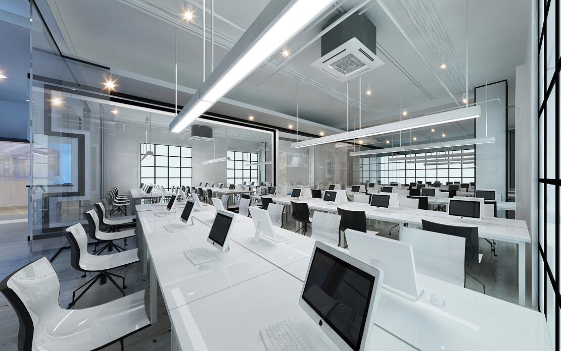 现代高科技风办公室装修效果图 - 上海办公室装修案例 消防设计 装修报建