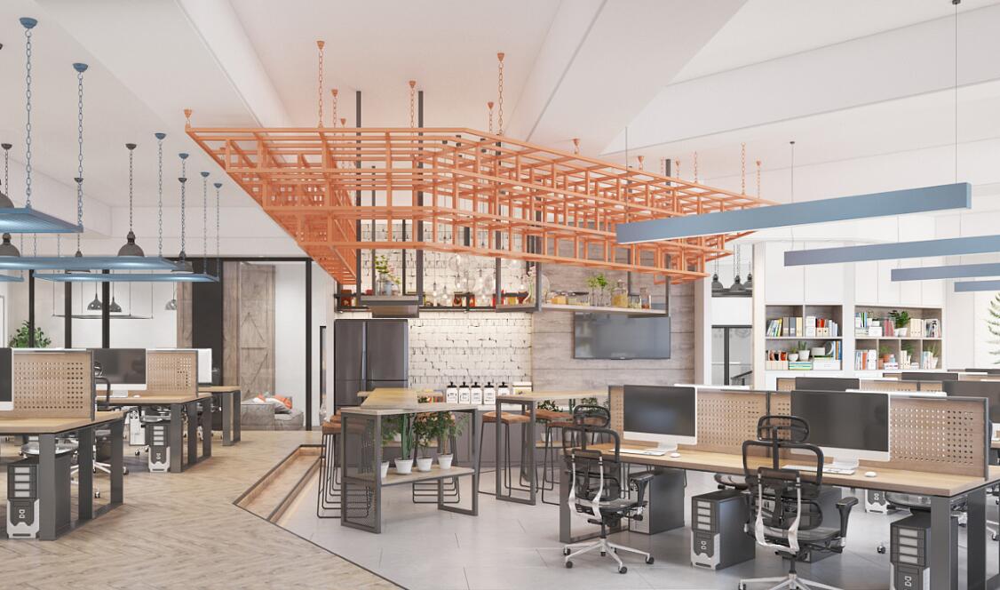 长宁区轻工业风办公室装修效果图 - 上海办公室装修案例 消防设计 装修报建