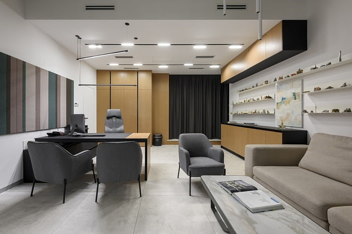 静安区嘉里中心现代简约风办公室装修效果图 - 上海办公室装修案例 消防设计 装修报建