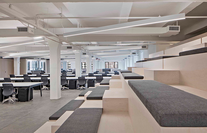 上海办公室装修-大空间开放式工业风办公室装修效果图 - 上海办公室装修案例 消防设计 装修报建